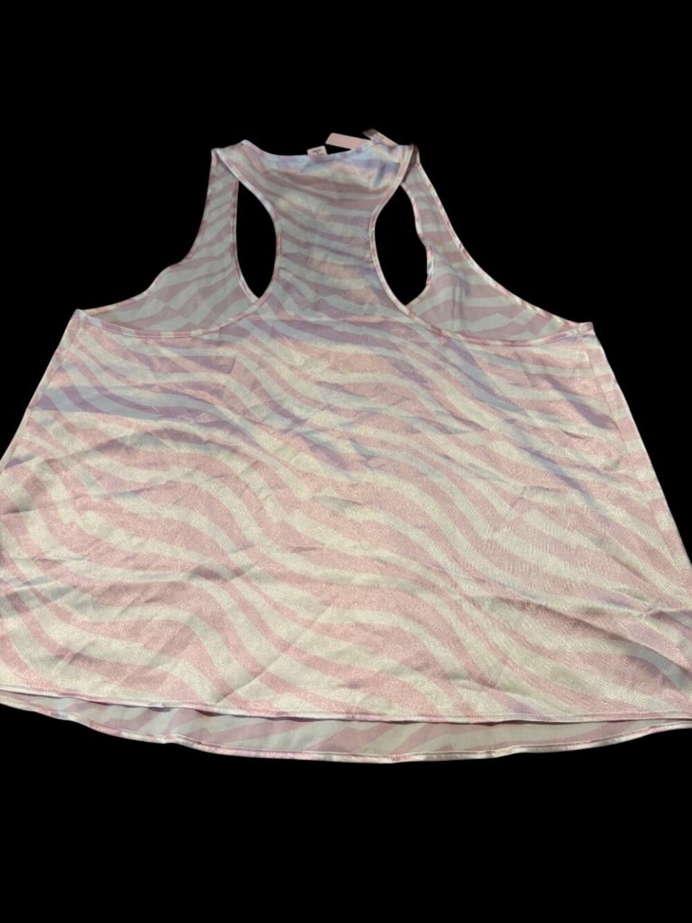 NWT Victorias Secret Pink White Zebra Satin Racerback Tank Top M coquette Lounge